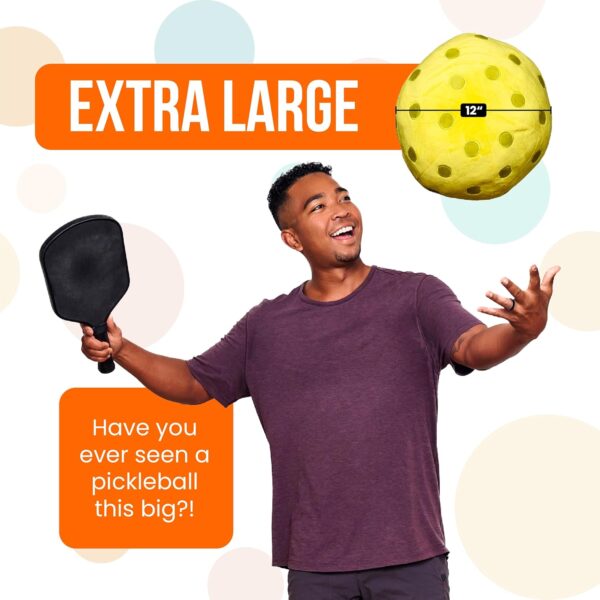 Pickleball Pillow - Huggable Plush Pickleball Cushion, 12" Soft & Comfortable Stuffed Pickleball Gift, Realistic and Funny Pillow, Gifts for Pickleball Lovers, Sports Pillow