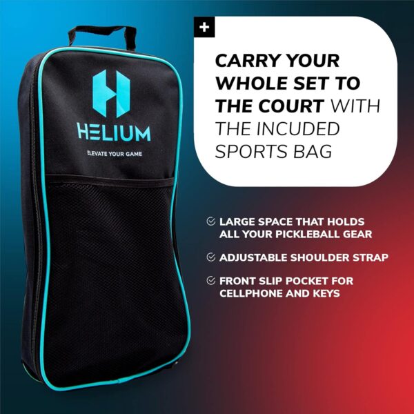 Helium Pro Carbon Fiber Pickleball Paddle Set of 4 - USAPA Certified Pickleball Paddles, High-Spin Texture, Lightweight Honeycomb Core (2 Paddles, 4 Balls, 1 Sports Bag)