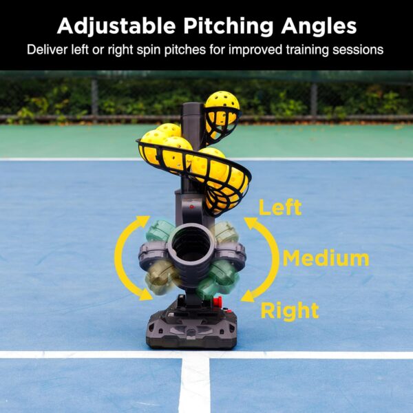 388PBH Pickleball Machine, 4 Adjustable Angles, Includes 9 Pickleballs, Powered by Power Bank/Battery, for Beginners