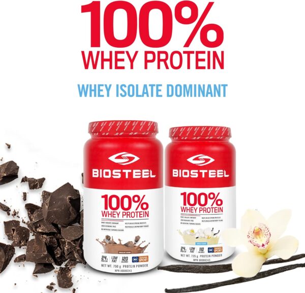 BioSteel Sports Vanilla 100% Whey Protein Powder Supplement, rBGH Hormone Free & Non-GMO Post Workout Formula, 25 Servings, 25.5 Ounces Trusted by Pro Athletes, NSF for Sport