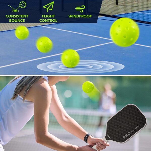 Sukeen Outdoor Pickleball Balls 40 Holes, High Bounce True Flight Pickleball Ball, High Visibility Outdoor Pickleballs, High Elasticity Pickle Balls with Mesh Bag