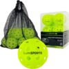 12-Pack Premium Outdoor Pickleball Balls | 40 Holes Fluorescent Green Balls | All-Surface Play | Crack-Resistance | Convenient Drawstring Mesh Bag | USAPA Official Size and Weight