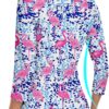 WOWENY Women's 3/4 Sleeve Athletic Golf Shirts Quarter Zip Pullover Collared T-Shirt Workout Print Tennis Top