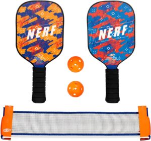 NERF Tabletop Pickleball Set - Mini Tabletop Pickleball Game - Retractable Net Up to 5 Feet - Fits Most Tables