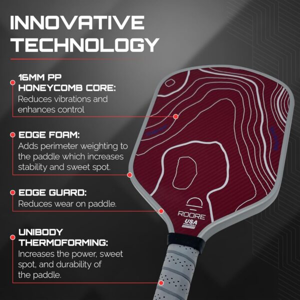 Red Aramid Kevlar® Pickleball Paddle Racket - Thermoformed and Edge Foam Injected Hybrid Shape 16mm Pickleball Paddles - USAP Approved USAPA for Pickleball Rackets (Hybrid, Aramid)
