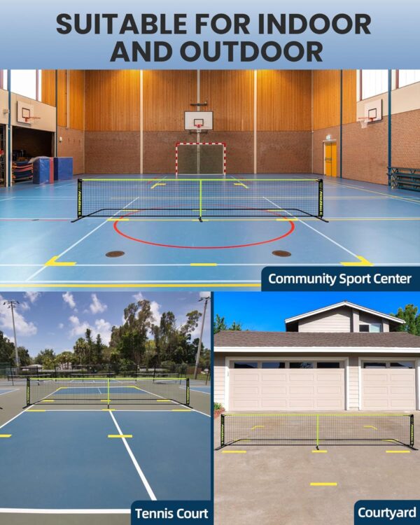 Bltend Pickleball Set - 22FT Regulation Size Portable Net, 4 Pickle Balls, Court Marker, Carry Bag and Tape Measure - Indoor Outdoor Driveway Gifts