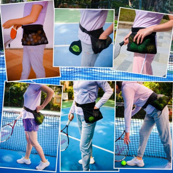 Tennis Ball Holder, Pickleball Holder Bag for Women, Men & Teens, Ball Pouch, Mesh Waist Hip Bag Carrier, Easy Holding 6-8 Pickle Balls or Tennis, Versatile Accessories & Gifts