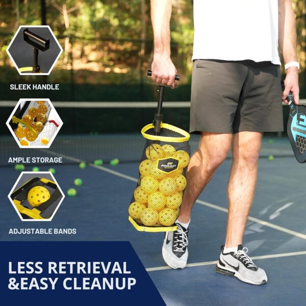 PodiuMax Tennis & Pickleball Picker Upper, 30-42 Tennis Ball Hopper, Lightweight & Portable Tennis Ball Basket