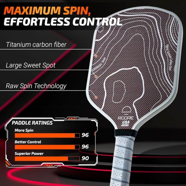 Titanium PET Carbon Fiber Pickleball Paddle Racket - Thermoformed and Edge Foam Injected Hybrid Shape 16mm Pickleball Paddles - USAP Approved USAPA Rackets (Hybrid, Titanium)