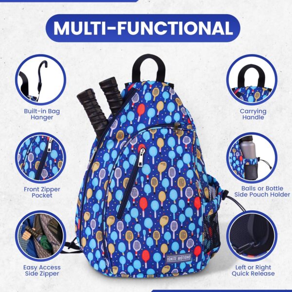Pickleball Bag for Men & Women Pickleball Backpack - Adjustable Sling Bag/Crossbody with Fence Hook