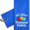 ERHACHAIJIA My Lucky Pickleball Towel Embroidered Pickleball Sports Towel with Clip. Funny Pickleball Gifts for Men Women Pickleball Lover, Birthday Retirement Mother's Day