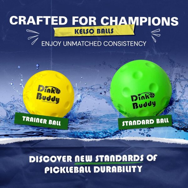 Kelso Pickleball, PU Foam Pickleball Balls for Reduced Noise, Enhances Hand-Eye Coordination, Indoor & Outdoor Use, Standard or Small Trainer-Sized Balls
