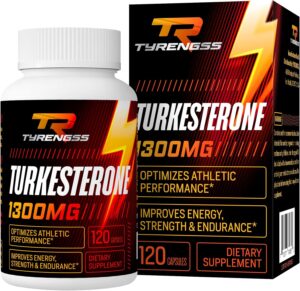 Testosterone Booster, Turkesterone Supplement 1300mg Ultra High Strength (Ajuga Turkestanica Extract Std. to 20% Testosterone), for Athletic Performance & Muscle Mass,120 Capsules