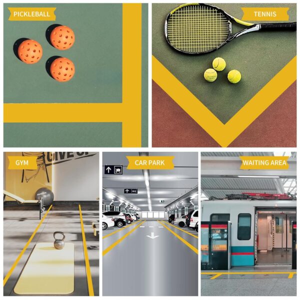 Pickleball Court Marking Kit - 2" x 262 ft - No Residue, Waterproof Pickleball Court Tape for Indoor/Outdoor, Easy to Apply & Remove - Perfect for Pickleball Court, Gym, Driveway, Backyard