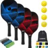 Aihoye Pickleball Paddles Set of 4, Wooden Rackets with Cushion Grip, Indoor & Outdoor, 4 Balls & 1 Carry Bag