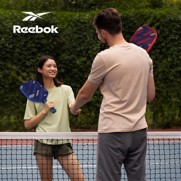 Reebok - Pickleball Set for 2 Players, Fiberglass Power Paddles with 13mm Polypropylene Core, Comfort Grip Handles, Aero Flight Balls, Ideal for Sports and Enthusiasts