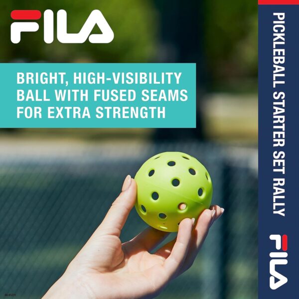 FILA Accessories Pickleball Paddles Set of 2 - Includes 2 Pickleball Rackets, 2 Outdoor Pickleball Balls, Pickleball Racket Game Equipment Mesh Bag