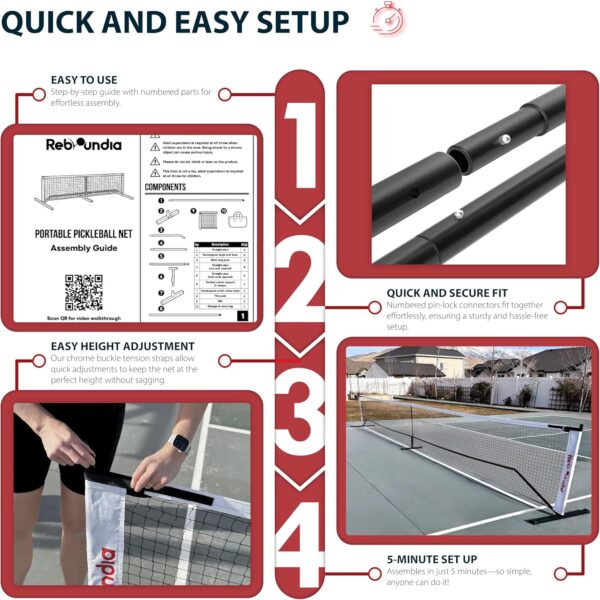 Portable Pickleball Net System - Official Regulation Size Pickle Ball Net for Outdoor and Indoor Use Durable and Lightweight Pickleball Nets for Competitive and Recreational Play