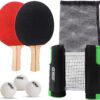 GSE Games & Sports Expert Adjustable Retractable Ping Pong Net Set & Post. Professional Table Tennis Rackets and Balls, Net with Posts and Storage Bag - Pingpong Paddle and Game Table Accessories.