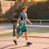 Newluck Pickleball Sling Tote Crossbody Bag for Women Men with Paddle Cover Pocket External Ball Bag and Adjustable Shoulder Strap Fence Hook Accessories