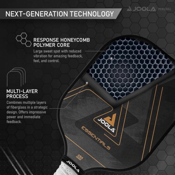 JOOLA Pickleball Paddle – Reinforced Fiberglass Surface, Honeycomb Polypropylene Core, USAP Approved Paddles, Durable & Beginner-Friendly Pickleball Racket w/Comfortable Grip, Multiple Colors