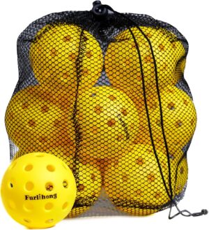 Outdoor Pickleball Balls 16-Pack, 40-Hole, 74mm / 2.9" Durable Pickleballs, Compatible with All Pickleball Machines - Yellow