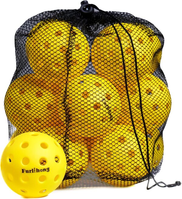 Outdoor Pickleball Balls 16-Pack, 40-Hole, 74mm / 2.9" Durable Pickleballs, Compatible with All Pickleball Machines - Yellow