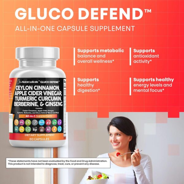 Clean Nutraceuticals Ceylon Cinnamon Turmeric Apple Cider Vinegar Ginseng Berberine Plus Bitter Melon Gymnema Milk Thistle Fenugreek