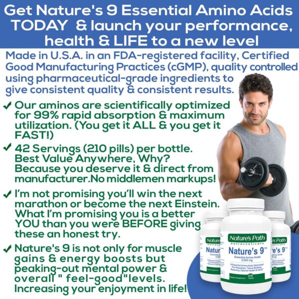 Essential Amino Acids EAA Supplement Complete Amino Acid Complex Pills BCAA + EAAS Tablets: Vegan, Pre Workout, 9 Free Form, Muscle Recovery, Cognitive, Cravings, 210 Pills