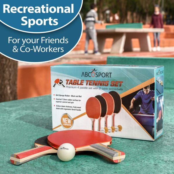 Abco Tech Table Tennis Set - Ping Pong Paddles and Balls for Professional and Recreational Play - Durable Design for Tournaments and Home Games - Portable for Family Fun and Practice