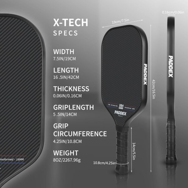T700 Carbon Fiber Pickleball Paddle – 16mm Polypropylene Honeycomb Core, Thermoformed Foam Injected Walls, Teflon-Textured Surface for High Spin, USAPA Pending Approval, Includes Paddle Cover