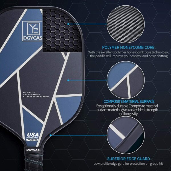 YC DGYCASI Pickleball Paddles Set of 2, USAPA Approved Carbon Fiber Surface Pickleball Set, Lightweight Pickle Ball Rackets 2 Pack, 2 Outdoor Pickleball, 2 Indoor Pickleball, 1 Pickleball Bag