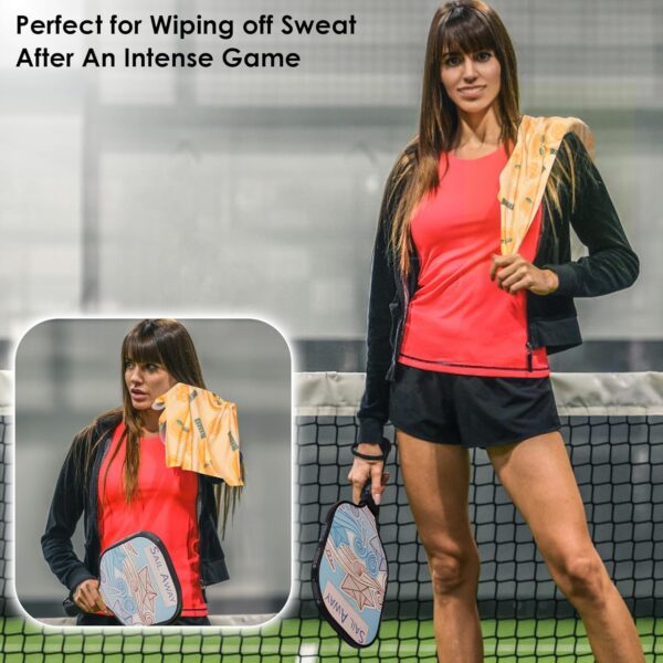 6 Pcs Soft Pickleball Towel 15 x 17 Inch Absorbent Fast Drying Towels for Women Sweat Funny Pickleball Gifts for Men Women Hand Towel with Clip