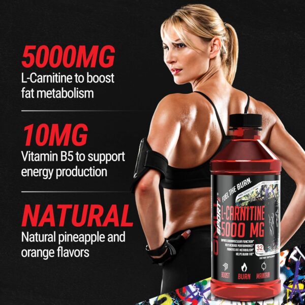 GMU SPORT L-Carnitine Liquid 5000mg Supplement for Metabolic Support - High Potency Liquid Supplement, Supports Weight Management & Muscle Recovery, Increased Endurance & Energy Booster - 30 Servings
