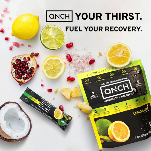 QNCH Superfruit HYDRATION + RECOVERY - Lemon Lime - Electrolyte Drink Mix Single Serve Hydration Powder Packets | Non-GMO, Gluten Free, Vegan | 15 Sticks