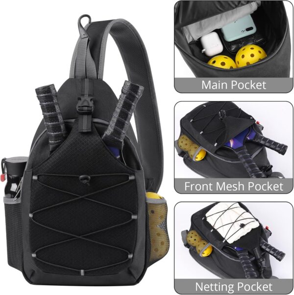 Pickleball Bag Pickleball Paddle Bag Small Pickleball Bag for Women Men, Adjustable Pickleball Sling Bag with Fence Hook Water Bottle Holder for Pickleball Paddle Racket