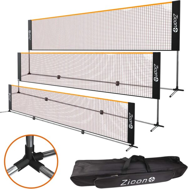 Portable Tennis Net,Stainless Steel Poles Badminton Net Set Adjustable Height Nylon Net with Carry Bag, for Kids Volleyball, Pickleball,Soccer, Indoor, Outdoor Court, Backyard, Beach, Driveway