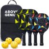 Family Pickleball Paddles Set of 4,Including 2 Kids Pickleball Paddles, 2 Adult Racket, 4 Balls, 1 Portable Carrying Bag, Sport Gifts for Kids, Women, Men, Beginner