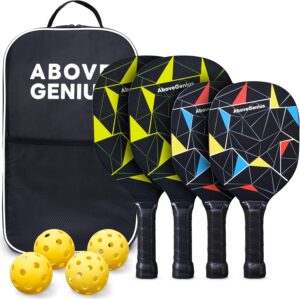 Family Pickleball Paddles Set of 4,Including 2 Kids Pickleball Paddles, 2 Adult Racket, 4 Balls, 1 Portable Carrying Bag, Sport Gifts for Kids, Women, Men, Beginner