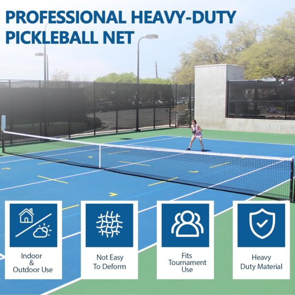 Pickleball Replacement Net 22x3ft, Heavy Duty Indoor/Outdoor, Official Regulation Size, Black & White