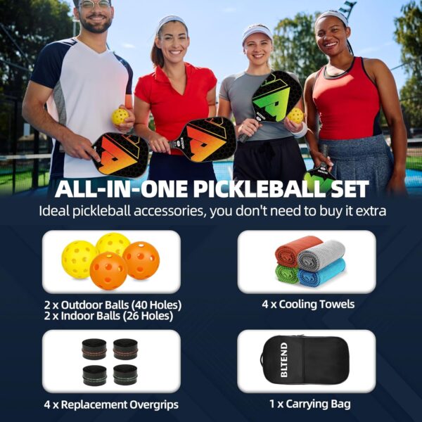 Bltend Pickleball Paddles- USAPA Approved-Fiberglass Pickleball Paddle Set of 4 Pickleball Rackets, 4 Outdoor Indoor Pickleball Balls, Pickleball Bag, Ideal Pickle Ball Paddle Gifts for Women Men