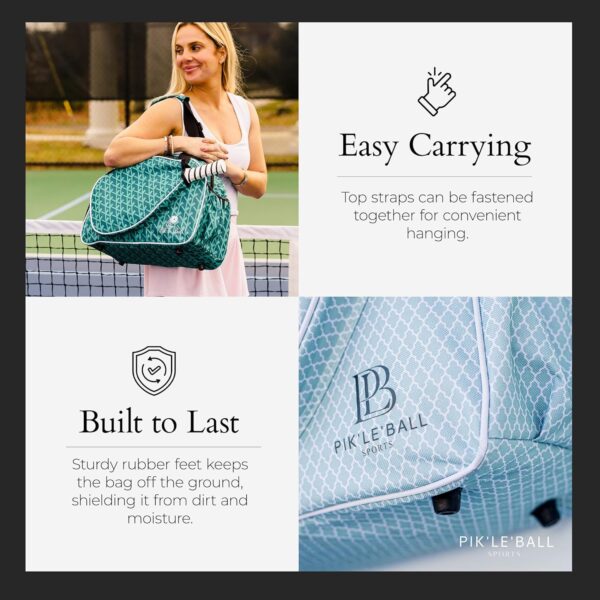 Pik’le’Ball Sport Premium Women's Pickleball Bag – Stylish and Versatile Sports Bag with Water Bottle Holder, Padded Paddle Pocket, and Spacious Design (fits 2+ Paddles!)
