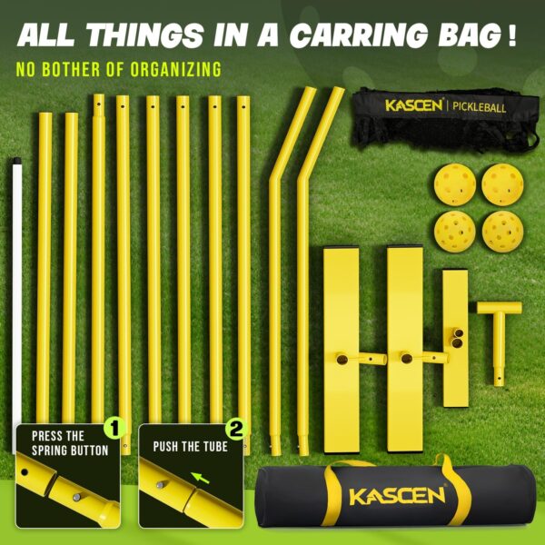 KASCEN Pickleball Net - Pickleball Net for Driveway, 22FT USAPA Portable Pickleball Set with Net, Pickle Ball Net with 4 Pickleballs & Carry Bag, Pickle Ball Net for Outdoor Indoor Court Backyard