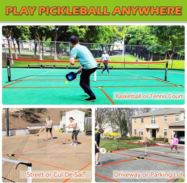 TRINKA Pickleball Court Marking Kit, Temporary Pickleball Court Lines Markers with 2 Tape, Official Size Pickleball Lines Portable Marking Set for Outdoor Indoor Gym Pickleball Tennis (Orange-Yellow)