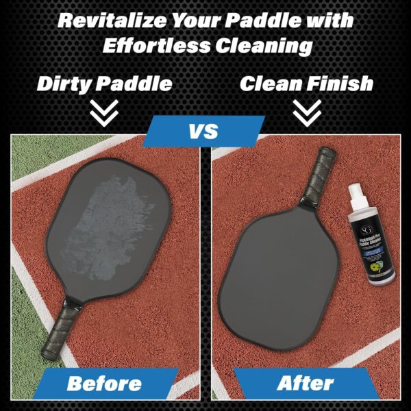 Pickleball Paddle Cleaner Spray - Removes Dirt, Ball Residue, Scuff Marks- EPA Safer Ingredients, Pickleball Accessories, Pickleball Gifts, Presidents Day Deals - 8 FL Oz (Cloth & Thumb Tape Included)
