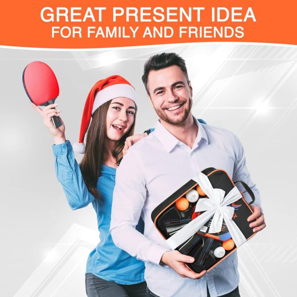 Ping Pong Paddles Set of 4 Rackets, 8 Balls & 1 Carrying Case. This Remarkable Table Tennis Set is The Perfect Solution for 4-Player and 2-Player Indoor and Outdoor Tournaments and Recreational Games