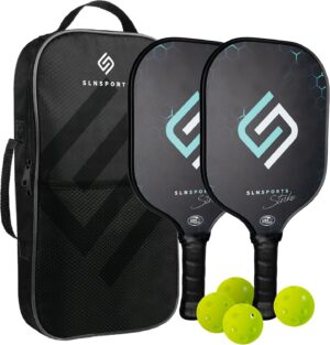 Pickleball Paddles | USAPA Approved Carbon Fiber Paddles/Fiberglass Pickleball Rackets Set or Single Paddle | Carrying Case, 4 Balls | Pickleball Raquets for Kids and Adults