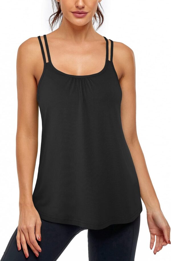 Hibelle Women's Workout Yoga Racerback Tank Tops with Built in Shelf Bra