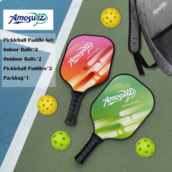 Pickleball Paddles Set of 2, Premium Fiberglass Pickleball Racket, Pickleball Set with 4 Pickle Balls, Gift for Pickleball Lovers