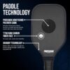 Professor Precision Pickleball Training Paddle - Sweet Spot Enhancement Paddle with Extended Handle - T700 Raw Carbon Fiber Construction, 16MM Core Practice Pickleball Trainer Paddle, Black